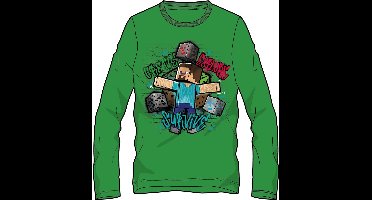Minecraft Longsleeve - Groen - 100% Katoen. Maat 116 cm / 6 jaar.