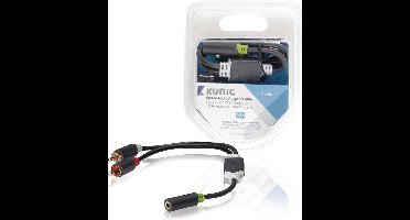 Stereo audio adapter cable 2x RCA male - 3.5 mm female 0.20 m grey