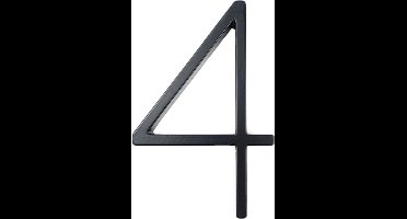 Huisnummer 4 - Zwevend Huisnummer - Zwart - nr. 4 - modern - 125mm