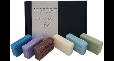 Soap bar set savon de marseille Fleur de lys, fleur de lotus, lavendel, vanille, aloe vera, chevrefeuille 6x125 gr.