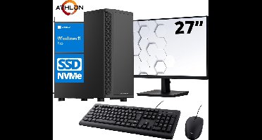ScreenON - Office Set - X101125 - (OfficePC.X100125 + 27 Inch Monitor + Toetsenbord + Muis) + WiFi & Bluetooth