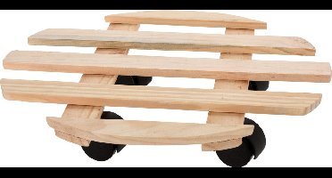 Pro Garden Plantentrolley - hout - naturel - rond - D35 cm - 50 kilo