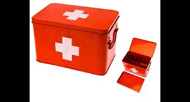 Present Time Medicijnkist - Large - Metaal Rood - 31,5x19x21cm - Scandinavisch