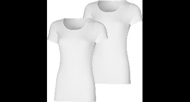 Apollo - Bamboe T-shirt dames - Wit - 2-Pak - Maat M - Dames T-shirt