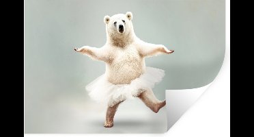 Muurstickers - Sticker Folie - IJsbeer - Tutu - Wit - Portret - Dieren - Kinderen - 30x20 cm - Plakfolie - Muurstickers Kinderkamer - Zelfklevend Behang - Zelfklevend behangpapier - Stickerfolie