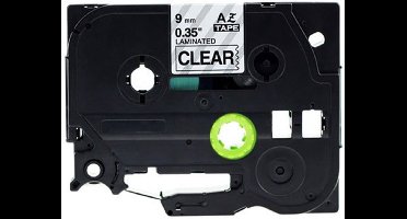 Labeltape Brother Compatible TZ121 9mm zwart op transparant