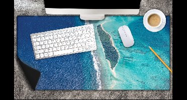 Bureau onderlegger - Eiland in Helderblauwe Tropische Zee - 80x40 cm - 2 mm Dik - Bureau mat Vinyl