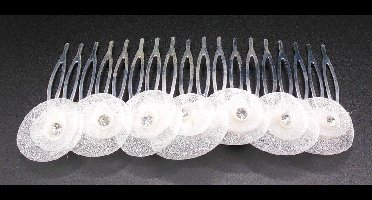 Zijkam zilver roosjes met strass punten