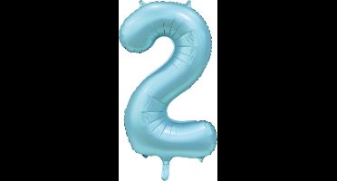 Folie Ballon Cijfer 2 Satin licht blauw XL 86 cm