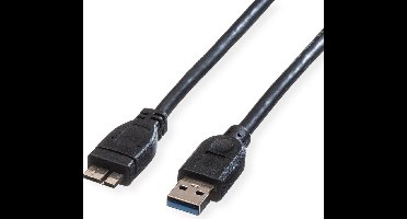 ROLINE USB 3.2 Gen 1 kabel, type A M - Micro A M, zwart, 0,8 m