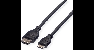 ROLINE Monitorkabel HDMI High Speed met Ethernet, HDMI Male - Mini HDMI Male, 0,8 m