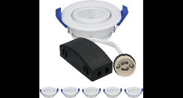 Set van 6 Peru LED Inbouwspots - Kantelbaar armatuur - Diameter 85mm - GU10 Fitting incl. lamphouder - IP65 voor badkamer en buiten - Rond - Wit