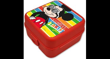 Disney Mickey Mouse broodtrommel/lunchbox voor kinderen - rood - kunststof - 14 x 8 cm
