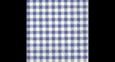 servetten, blauw/wit, 33x33cm, 1 laags, 200 stuks