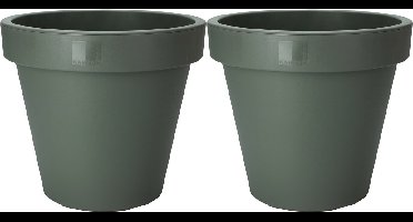 Pro Garden Plantenpot/bloempot Botanic - 2x - Tuin buiten - kunststof - donkergroen - Dia 50 cm - rond