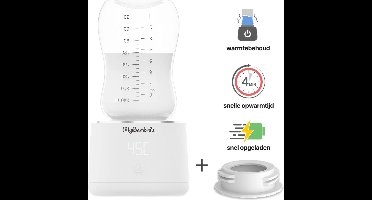 MyBambini's Flessenwarmer PRO™ - Draagbare Baby Flessenwarmer voor Onderweg - Wit - Geschikt voor Smalle Hals Flessen van Dr. Brown's, Difrax, Medela & Nanobebe