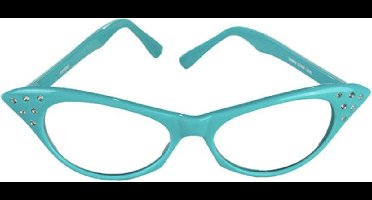 Cat Eye Rhinestone Bril Turquoise