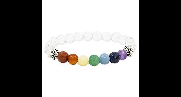 Armband chakra bergkristal elastisch -- 0.8 cm - in geschenktasje met geluksmuntjes