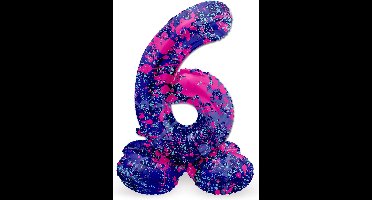 Folat - Staande folieballon Cijfer 6 Paint Splash - 41 cm