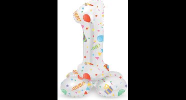 Folat - Staande folieballon Cijfer 1 Joyful Party - 41 cm