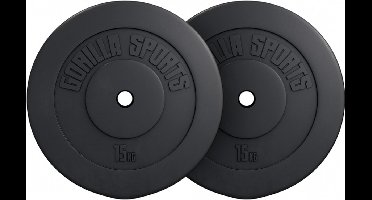 Gorilla Sports Halterschijven Set - Bundel - 30 kg (2 x 15 kg) - Kunststof - 30 mm