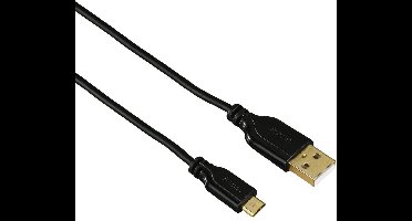 Hama 0.75m, USB2.0-A/USB2.0 Micro-B USB-kabel 0,75 m USB A Micro-USB B Zwart