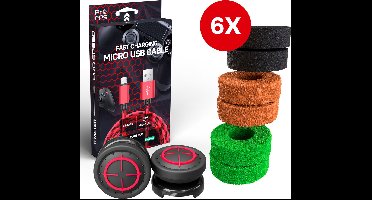 ProFPS Mega Pack geschikt voor PlayStation 4 (PS4) Controller - Precision Rings + Thumbsticks Domed + Micro USB Oplader - eSports Gaming Accessoires