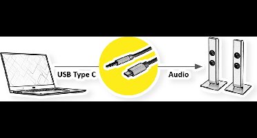 ROLINE Adapter Kabel USB Type C - 3.5mm Audio, Male/Male, zwart, 3 m