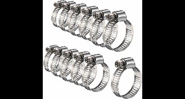 Fei Yu 12-delige verstelbare roestvrijstalen slangklemmen/buisclips (16 - 25 mm)