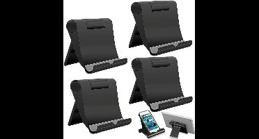 Verstelbare & Opvouwbare Telefoonhouder voor Tafel en Bureau - Geschikt voor 4-11 Inch Telefoons en Tablets (Zwart)