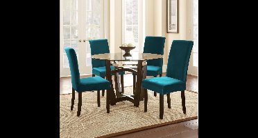 stoelhoezen - 6 stuks - fluweel - Stretch fit - Ademend - Anti-kreuk - Krasbestendig - modern Stijl - Machinewasbaar - 45D x 45B x 52H centimeter - Kleur : turquoise