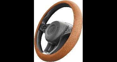 Auto Stuurhoes Alcantara Look Bruin | Universele Stuurwiel hoes 37-39 cm / 14,5-15 Inch | Accessoires Interieur voor Vrouwen & Heren