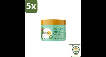 5 x Lovea – Haarmasker – Kokos & Groene Thee 3-in-1 – Herstellend en verzachtend – 390 ml - Grootverpakking - Kabel - Kabels - Kabelsysteem - Kabelsysteem