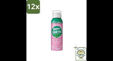 Happy Earth – Deodorant Spray – 100% Natuurlijk Lavender Ylang – 100 ml - Voordeelverpakking - 12 stuks - Duurzame deodorant - Lavendel en ylang-ylang