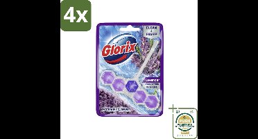 Glorix - Toiletblok - Power Clean Lavendel - Frisse Geur - 1 blok - Voordeelverpakking - 4 stuks - Lavendelgeur - Kalk verwijderaar