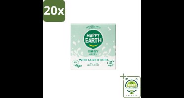 20 x Happy Earth – Wash & Bath Bar – 100% Natuurlijk Baby & Kids – 50 g - Grootverpakking - Baby Wasbar - Kind Badbar - Natuurlijke Wasbar - Zeepvrije Wasbar - Mild Wasbar