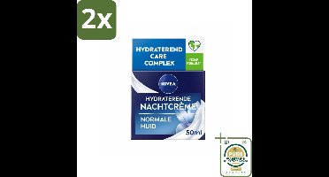 NIVEA - Nachtcrème - Essentials Hydraterend - Voor normale tot gemengde huid - Met Lotusextract, Waterlelie-extract, Vitamine E & Provitamine B5 - 50 ml - Voordeelverpakking - 2 stuks - Hydraterende crème - Normale huid