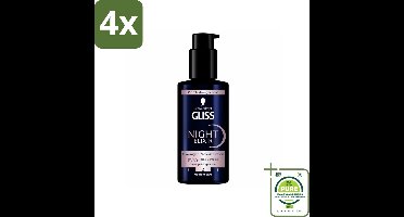 Gliss - Haarserum - Night Elixer Overnight Reconstruction - Tegen Gespleten Haarpunten - 100 ml - Voordeelverpakking - 4 stuks - Haar serum - Nacht serum