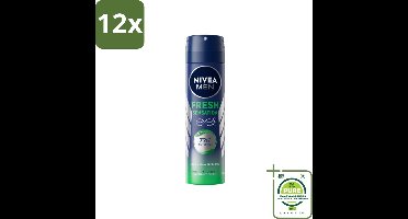 NIVEA MEN - Deodorant Spray - Fresh Sensation - 150 ml - Voordeelverpakking - 12 stuks - Anti-transpirant spray - Zweetgeur bestrijding