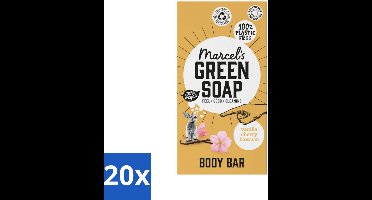 Marcel's Green Soap - Body Bar - Vanilla & Cherry Blossom - Verzorgend & zacht - 150 gr - Bulkverpakking - 20 stuks