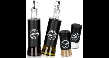 Olie-, Azijn-, Zout- en Peperset 4 delig - Oliedispenser - Set - Cruet - voor Restaurant - Hotel - Keuken