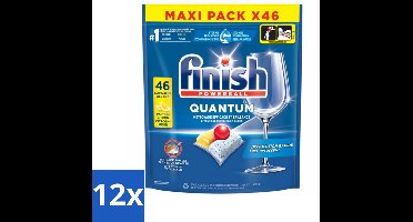 12 x Finish - Vaatwasmiddel - Quantum Vaatwastabletten Citroen - Diepe Reiniging & Frisheid - 46 capsules - Vaatwastabletten - Vaatwasser - Diepe Reiniging - Citrusgeur - Glans