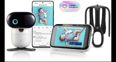 Motorola Nursery PIP1710 CONNECT – Wi-Fi-babyfoon met gemotoriseerde HD-camera en 5-inch touchscreen | Huilherkenning en -vertaling, Motorola Baby-app, nachtzicht, bevestiging voor wieg