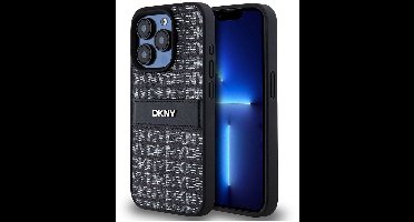 DKNY Textured Tonal Stripe Back Case - Geschikt voor Apple iPhone 15 Pro (6.1") - Zwart