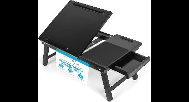 Laptopbedlade met Opberglade en Mediasleuven | Inklapbare Poten en Muismat | Geschikt voor Laptops tot 15 inch