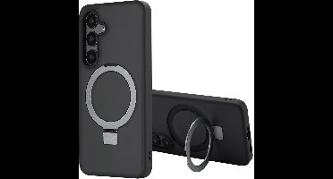 Accezz Hoesje - Geschikt voor Samsung Galaxy S24 - Ring Stand Backcover met Magnetische Ring - Zwart