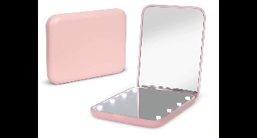 Make-upspiegel - 1x/3x vergroting - LED - Klein met verlichting - Dubbelzijdig - Draagbaar - Opvouwbaar - Handspiegel met verlichting - Roze