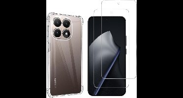 Hoesje geschikt voor Xiaomi 15T backcover Shockproof siliconen Transparant en 2 stuks Screenprotector Gehard Glas