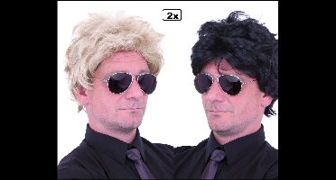 2x Pruik Henny blond en zwart - Themafeest heren carnaval optocht feest
