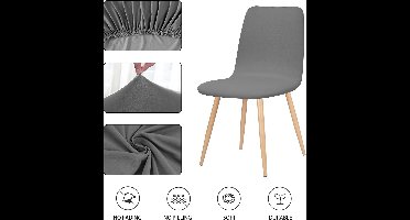 Stoelhoezen - set van 4 - polyester - elastisch - rond - vlekbestendig - verstelbare - modern - Ademend - duurzaam - Machinewas - Kleur : Grijs